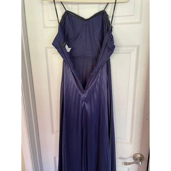 B Darlin Formal Maxi Evening Dress Navy Bridesmaid Prom Holiday Beaded Strapless - Picture 6 of 9